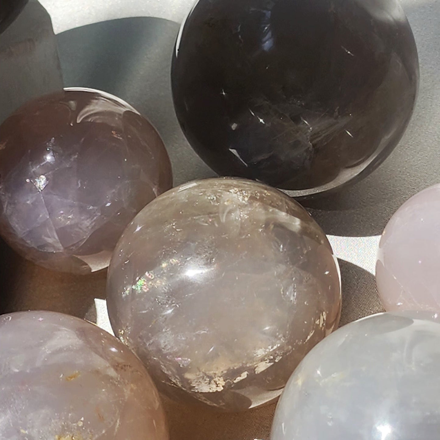 Blue & Black Rose Quartz Spheres