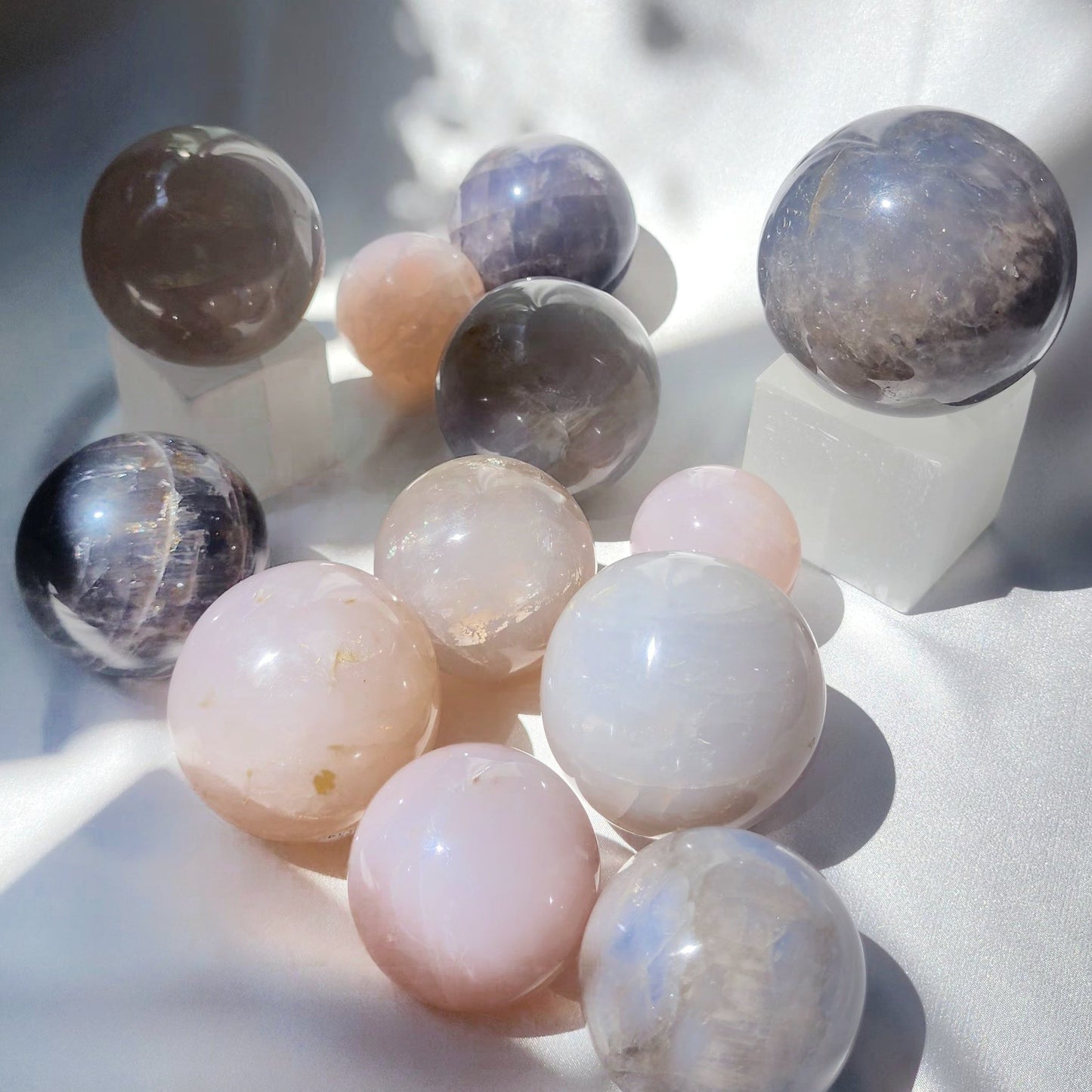 Blue & Black Rose Quartz Spheres