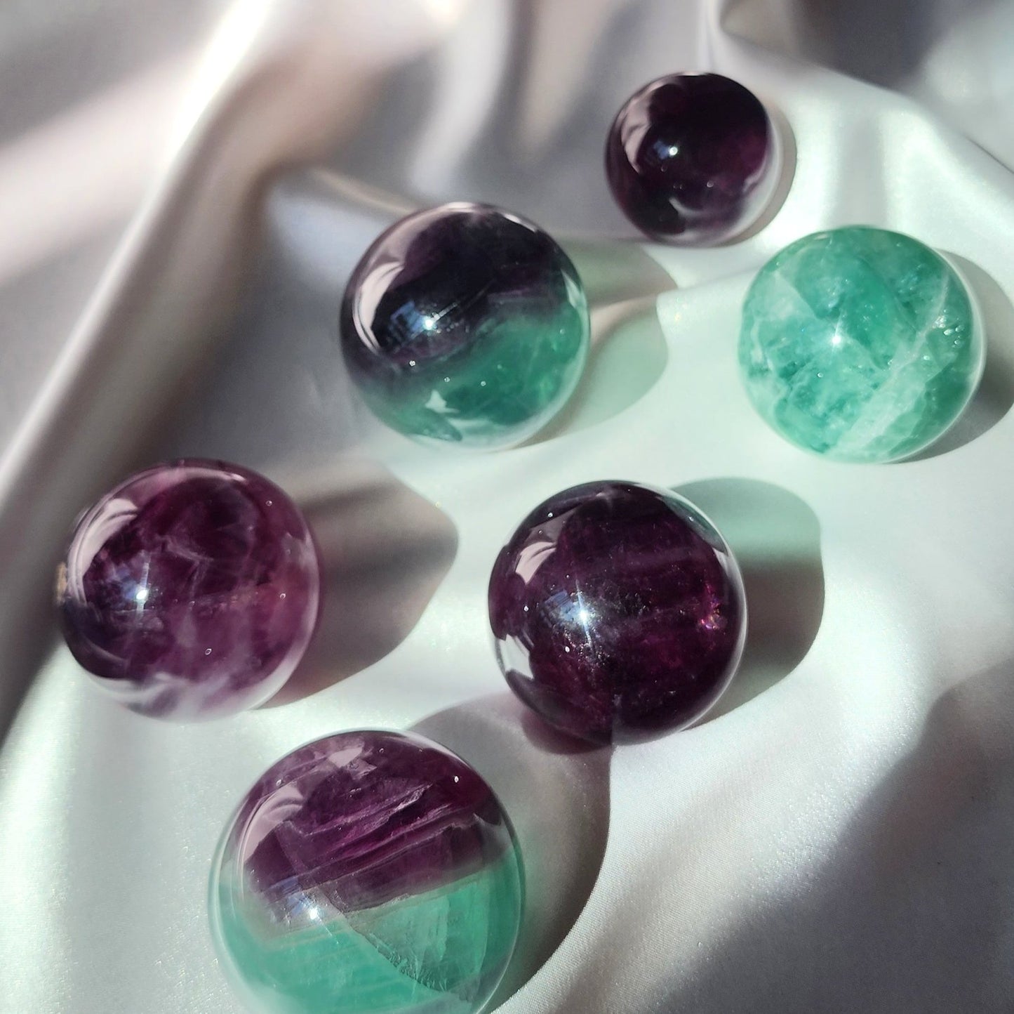 Mint & Purple Fluorite Spheres