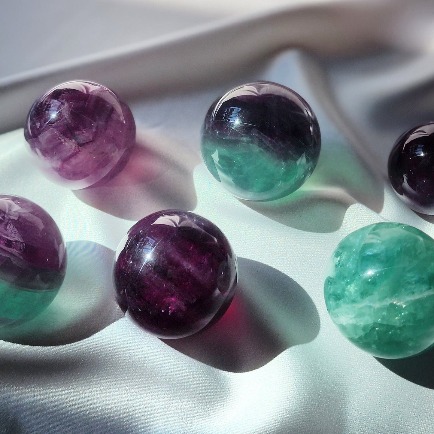 Mint & Purple Fluorite Spheres