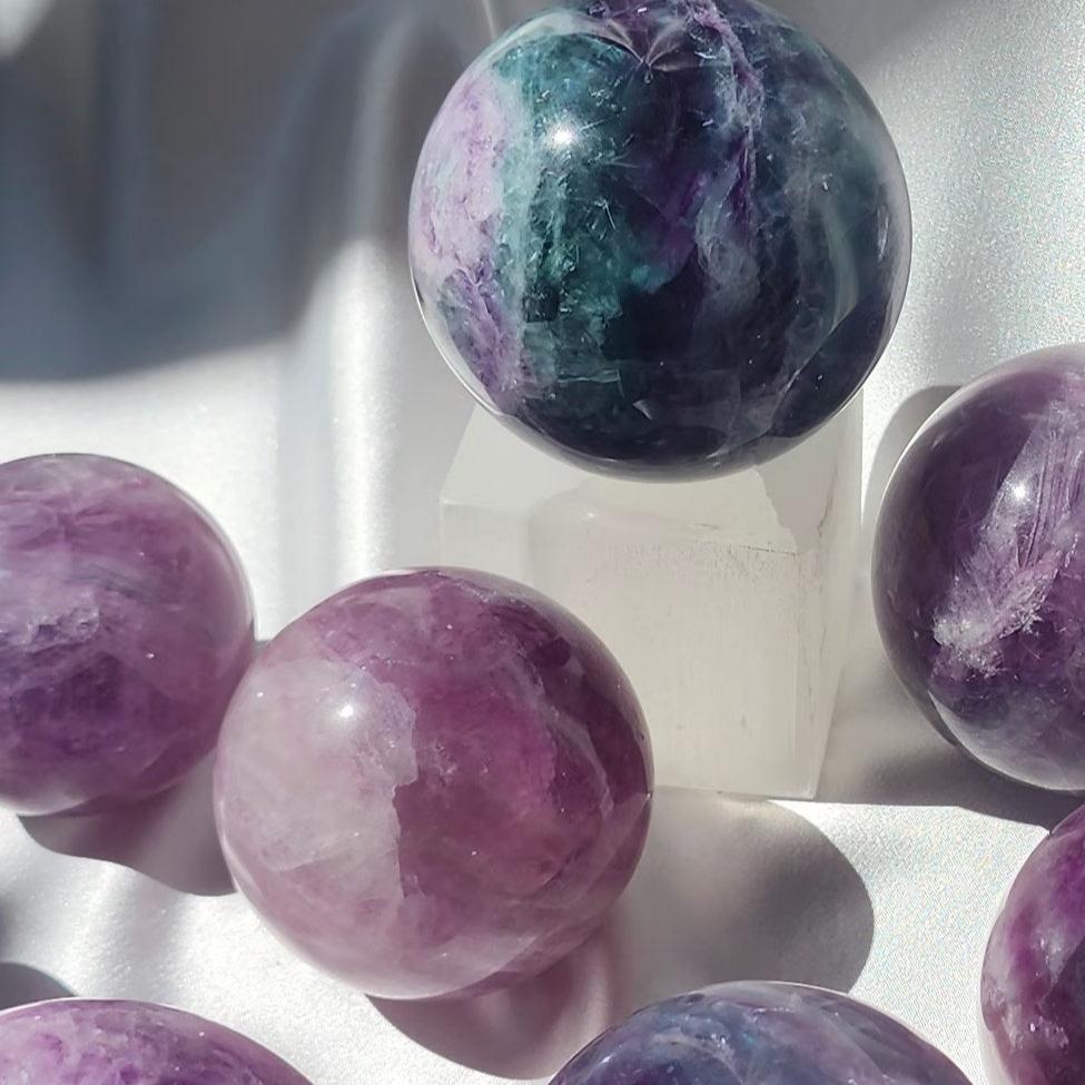 Rainbow Fluorite Spheres