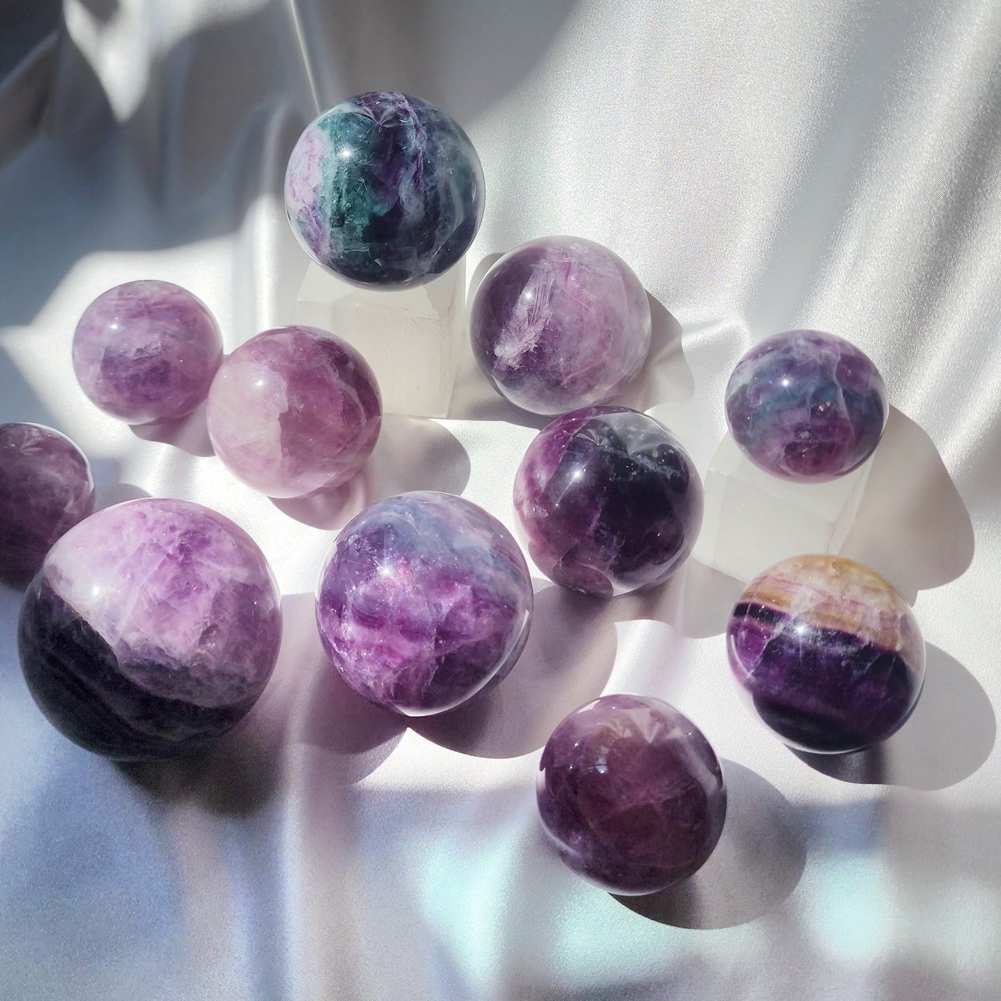 Rainbow Fluorite Spheres