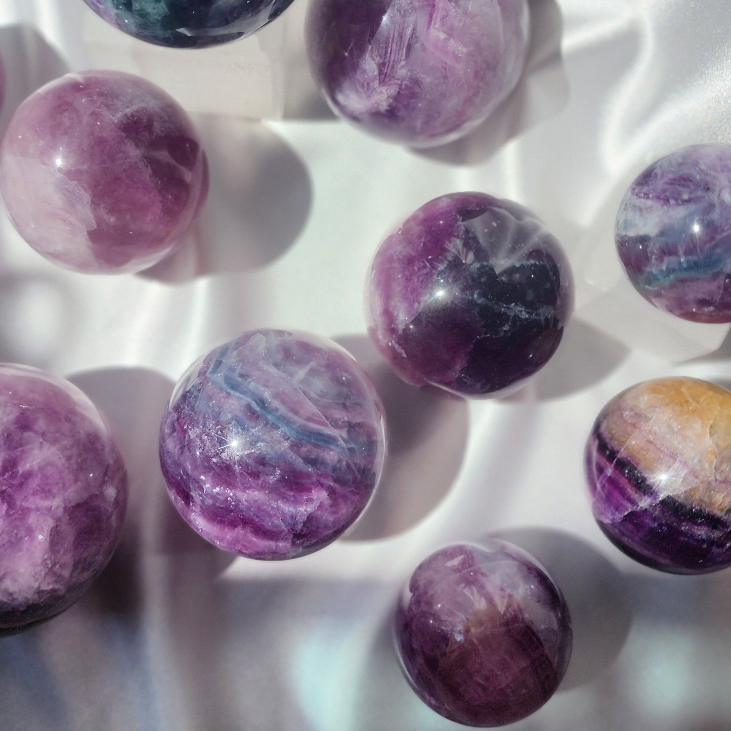 Rainbow Fluorite Spheres