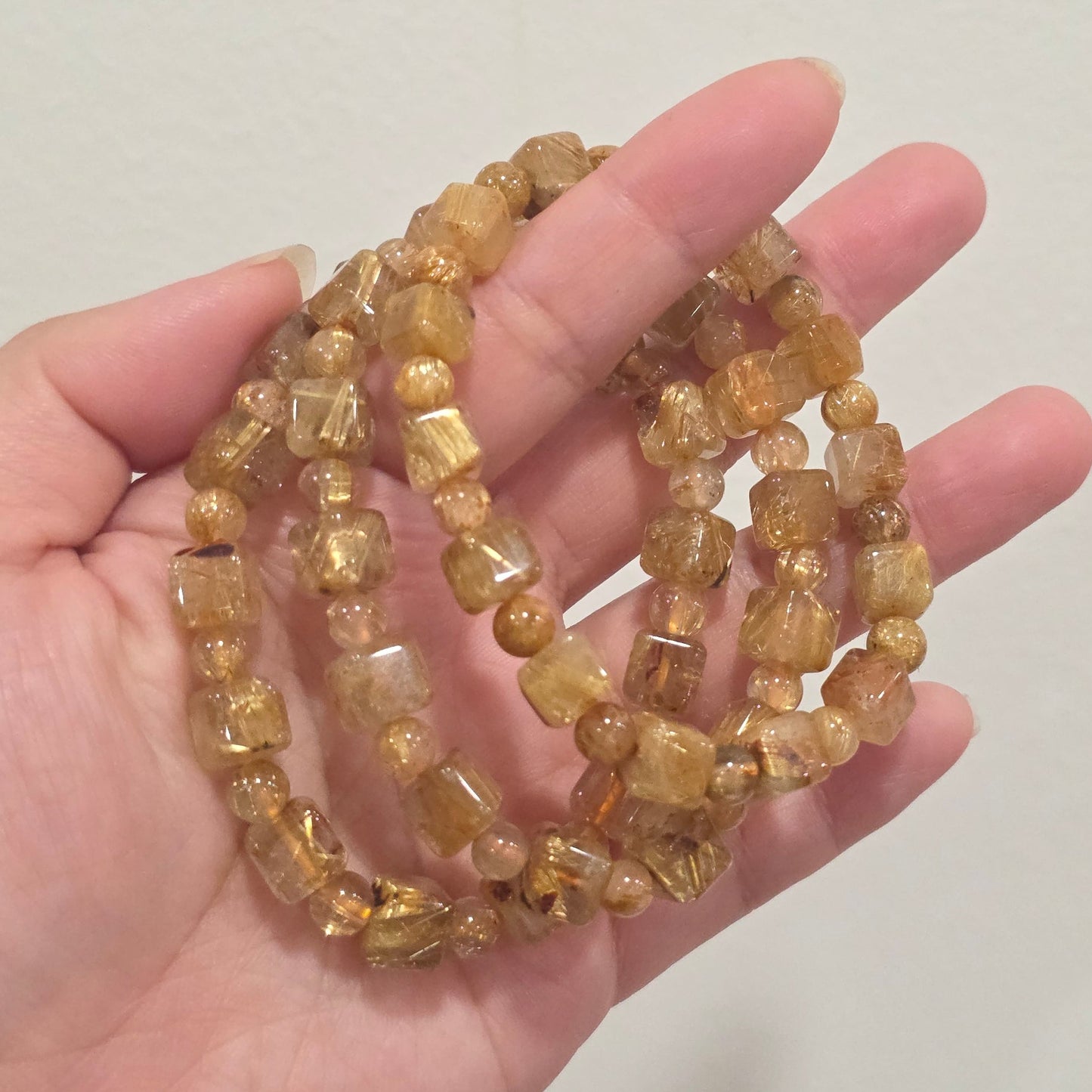 Golden Rutilated Quartz Cube Bracelet