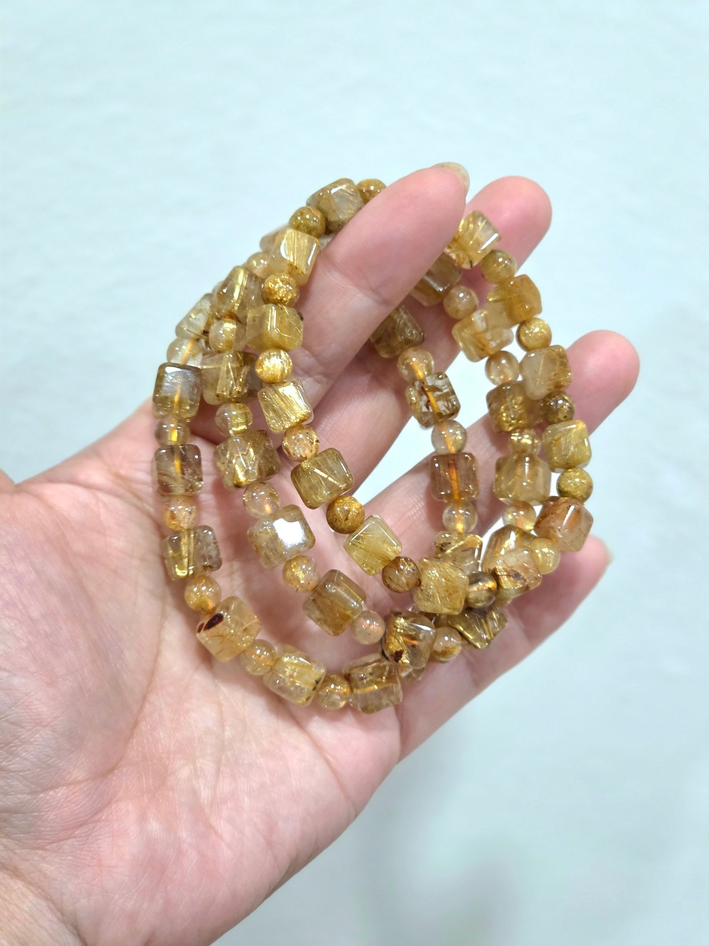 Golden Rutilated Quartz Cube Bracelet