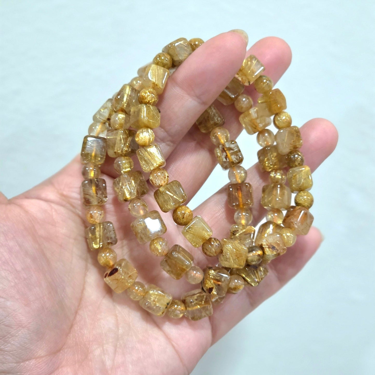 Golden Rutilated Quartz Cube Bracelet