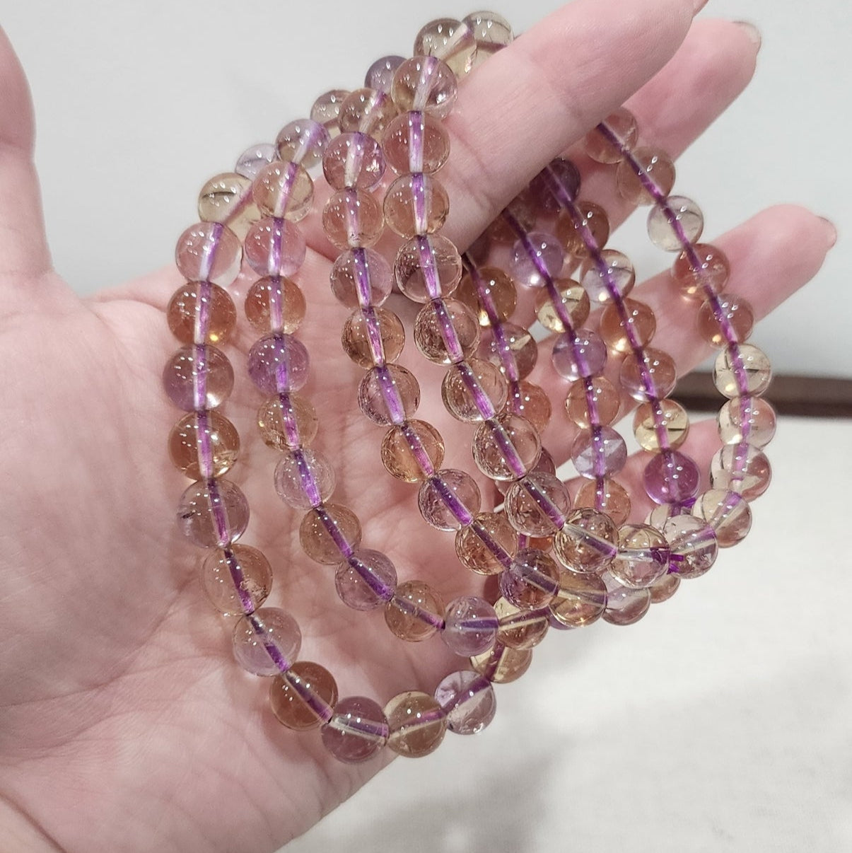 Amethyst + Citrine ("Ametrine") Bracelets