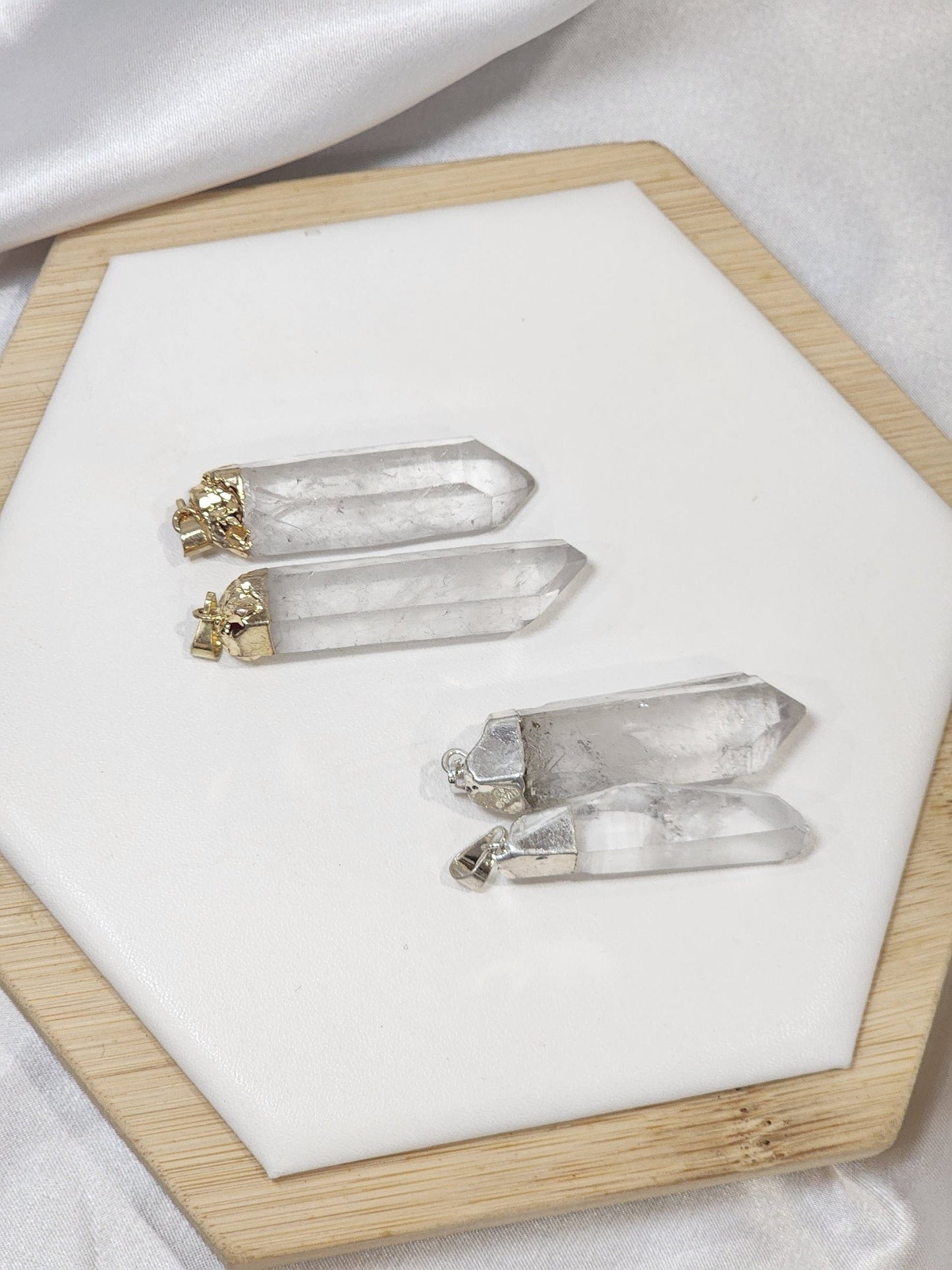 Clear / Smoky Quartz Raw Point Pendants