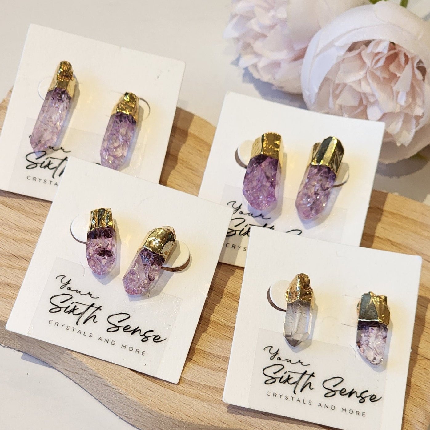 Crackled Quartz Point Earrings