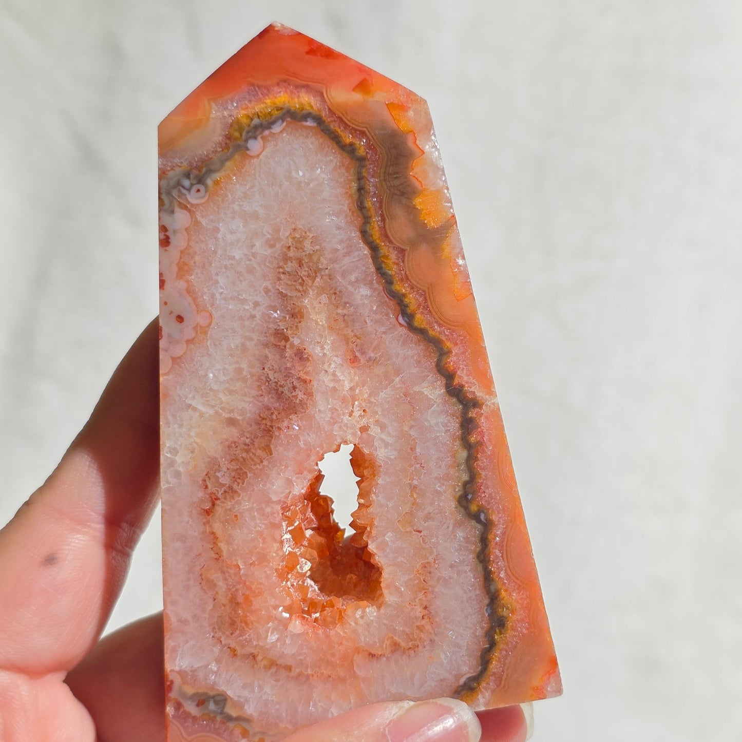 Druzy Carnelian Agate Tower