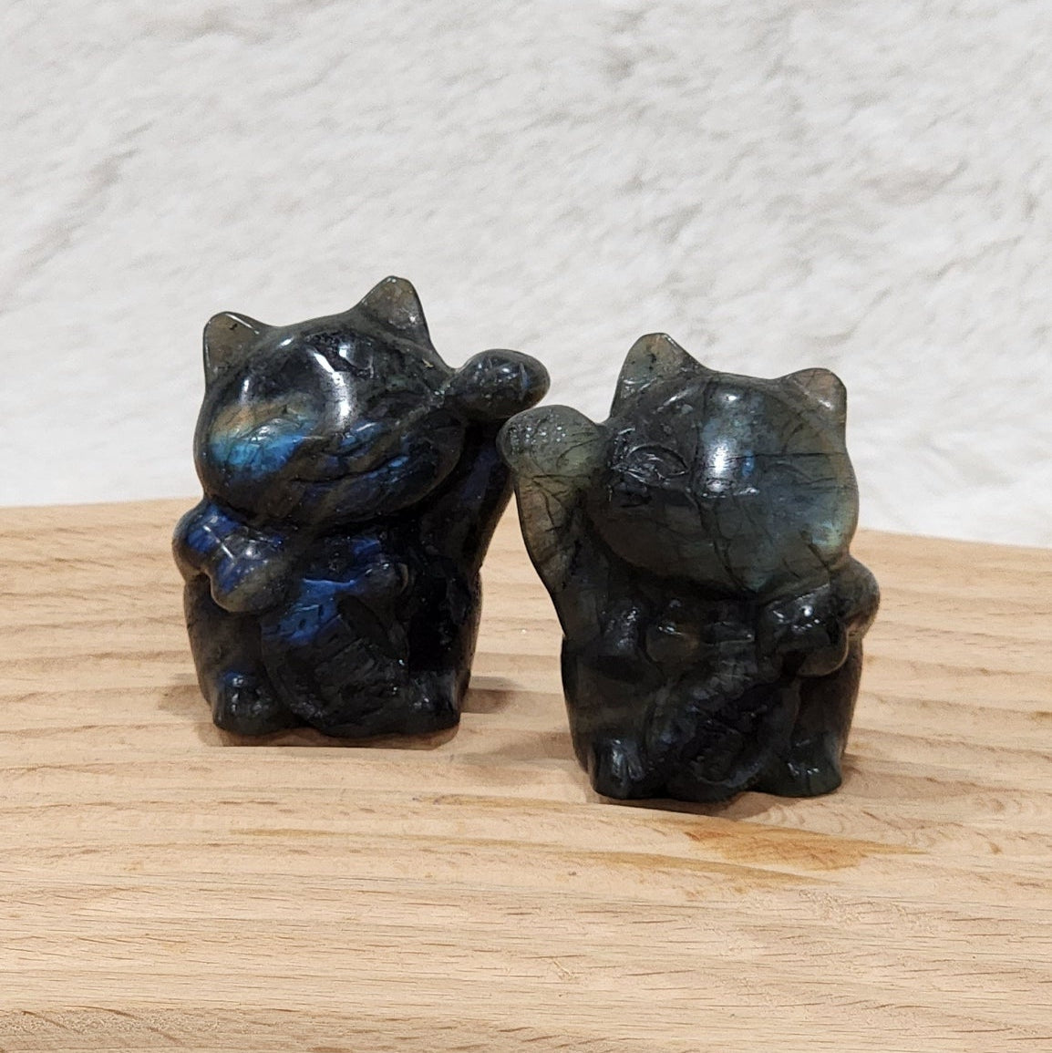 Labradorite Fortune Cats (Maneki-neko) 招财猫