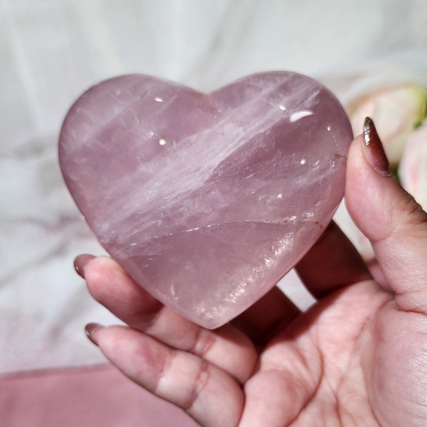 Star Rose Quartz Heart