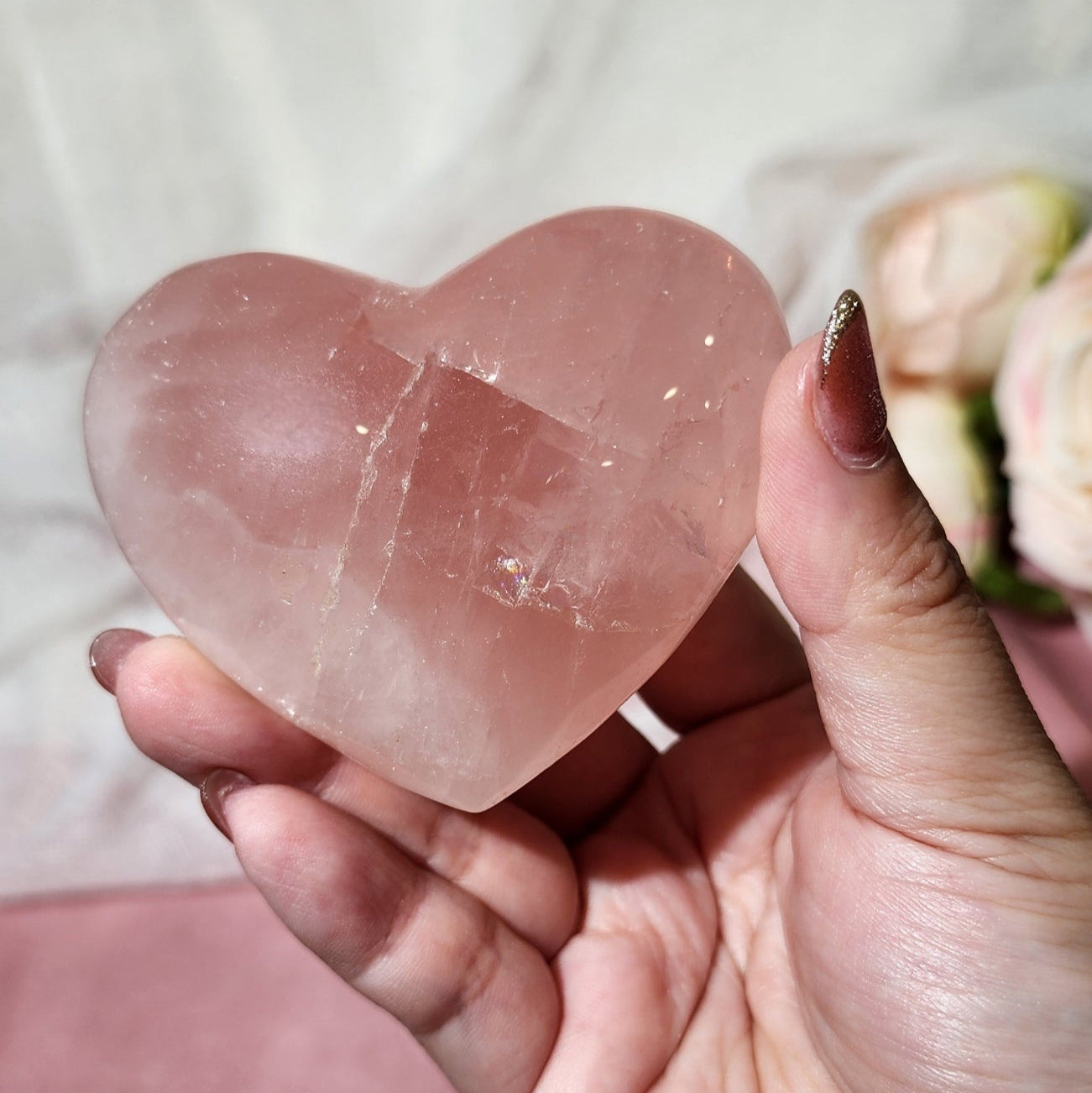 Star Rose Quartz Heart