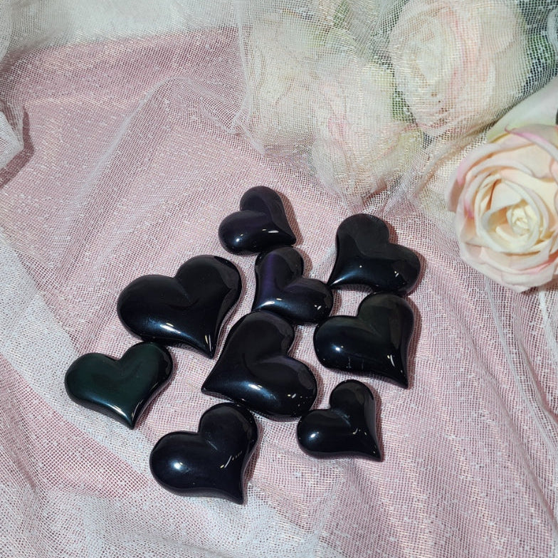 Rainbow Obsidian Puffy Heart