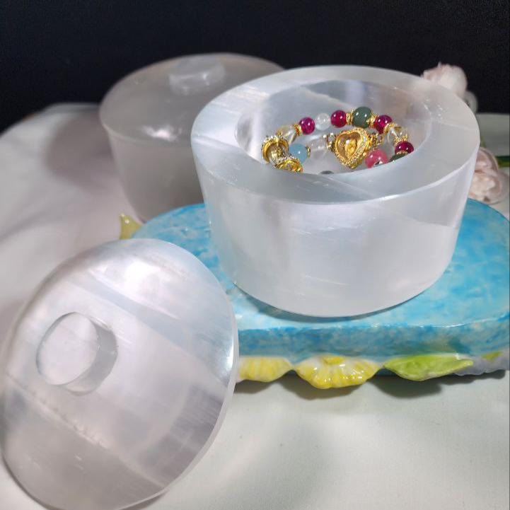 *Premium+ Custom made* Satin Spar Jewelry Bowl with Lid