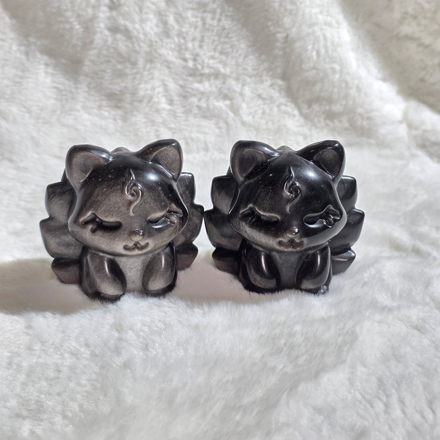 Nine Tail Fox Silver Obsidian