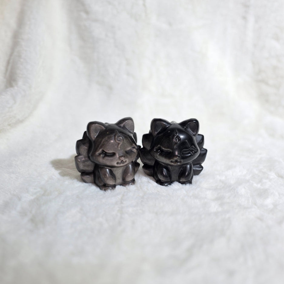 Nine Tail Fox Silver Obsidian