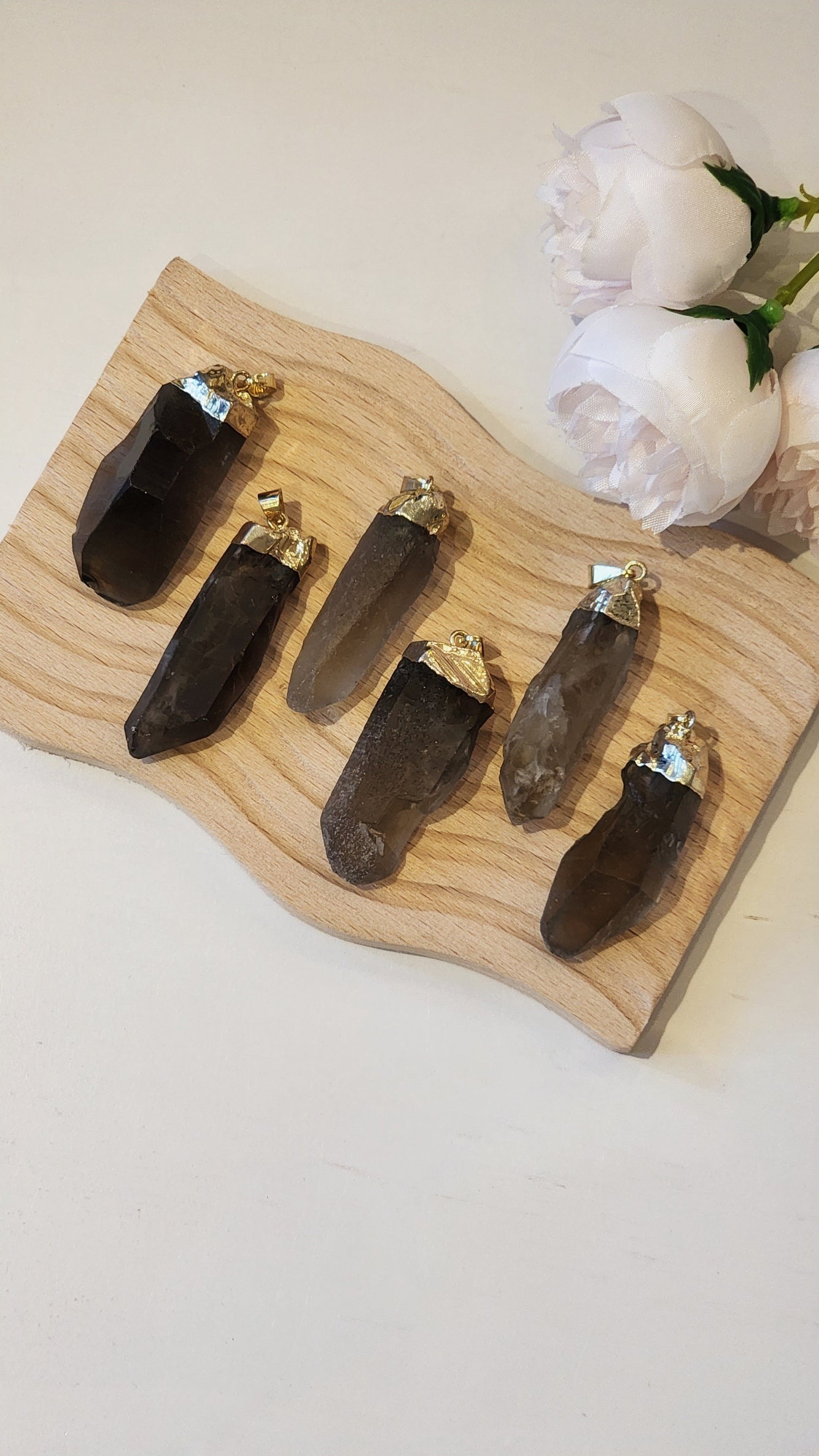 Clear / Smoky Quartz Raw Point Pendants