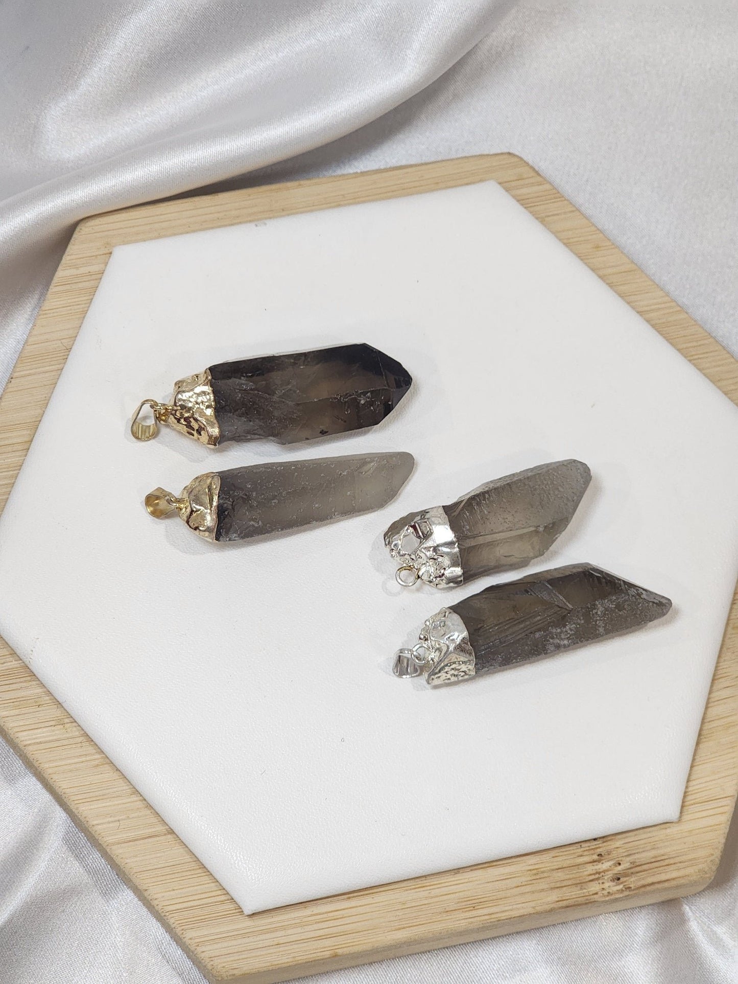 Clear / Smoky Quartz Raw Point Pendants