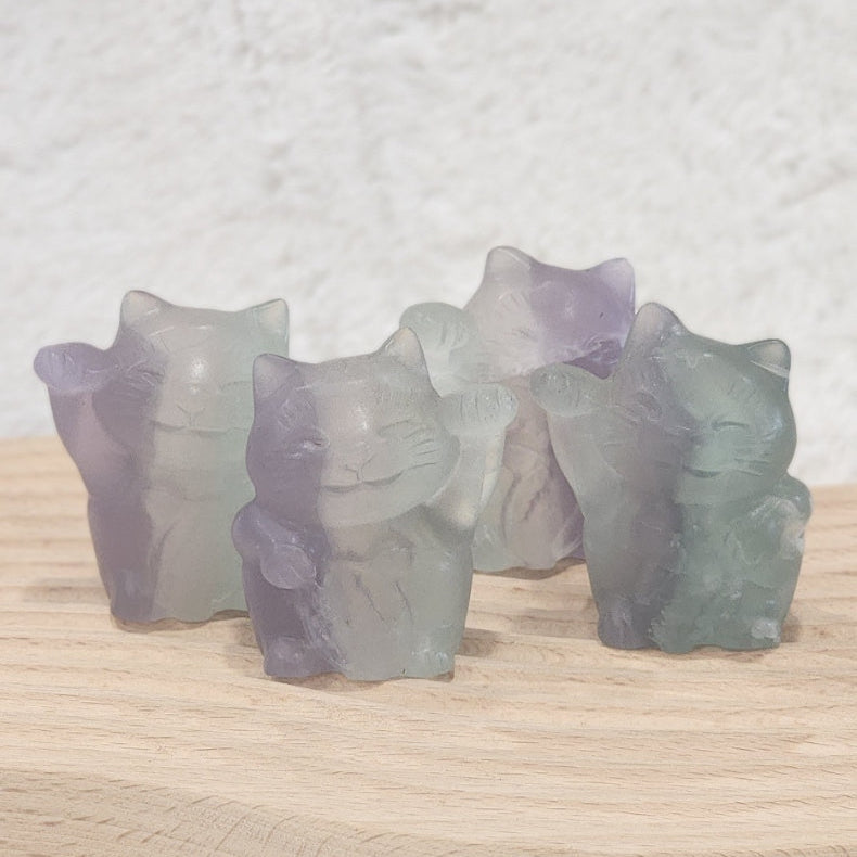 Yittrium Fluorite Fortune Cats (Maneki-neko) 招财猫