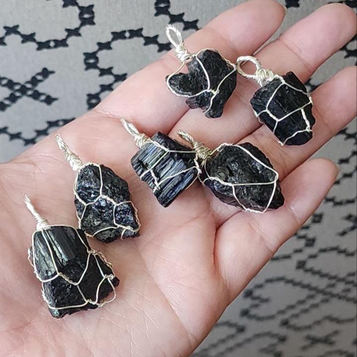 Mini Black Tourmaline Raw Pendant