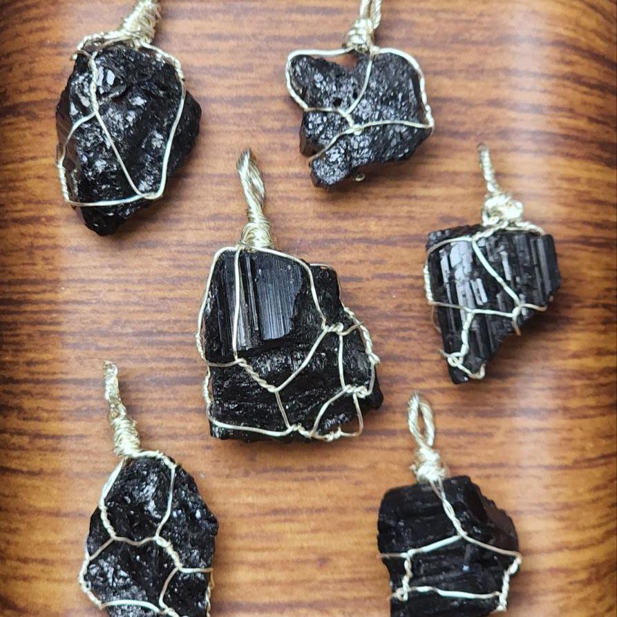 Mini Black Tourmaline Raw Pendant
