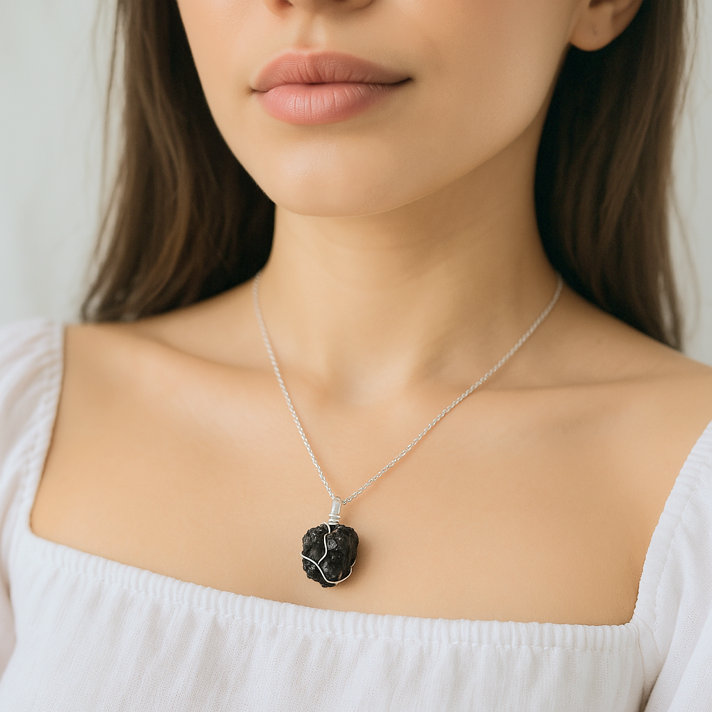 Mini Black Tourmaline Raw Pendant