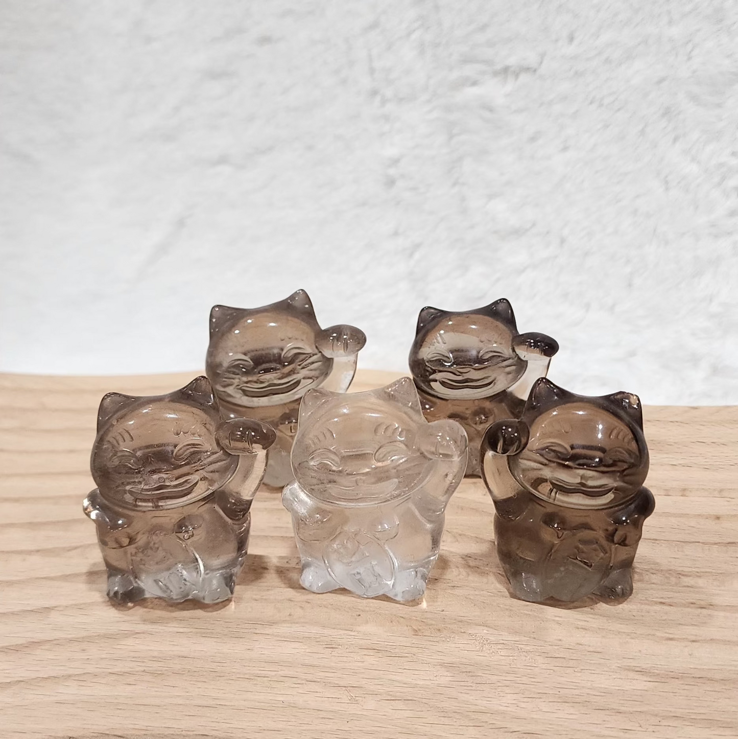 Smoky Quartz Fortune Cats (Maneki-neko) 招财猫