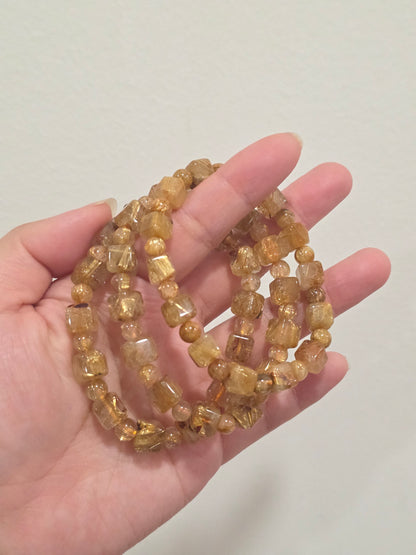 Golden Rutilated Quartz Cube Bracelet