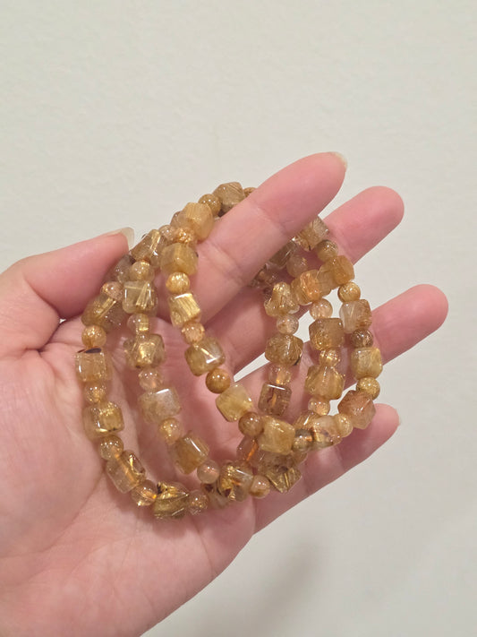 Golden Rutilated Quartz Cube Bracelet