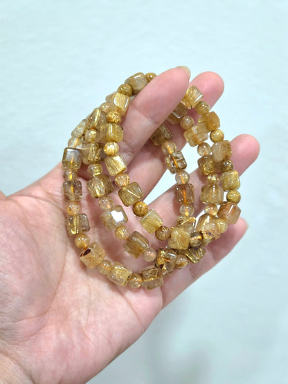 Golden Rutilated Quartz Cube Bracelet