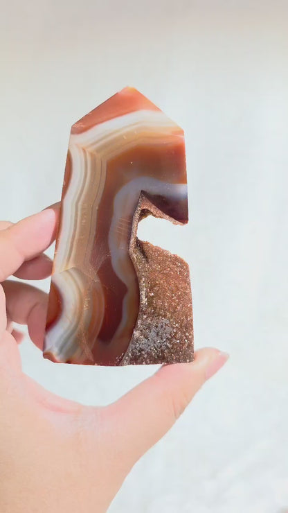 Druzy Carnelian Agate Tower