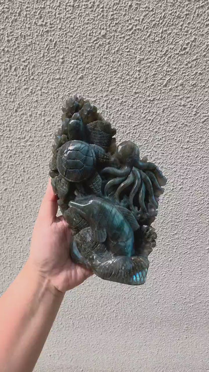 Labradorite Sea Creatures Carving