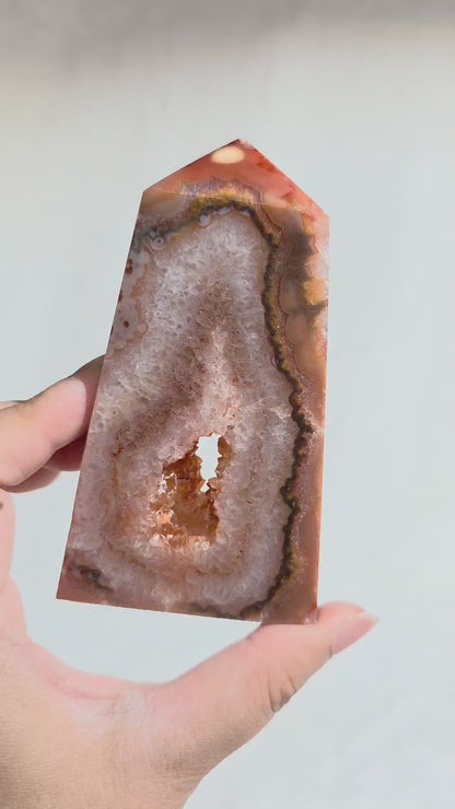 Druzy Carnelian Agate Tower
