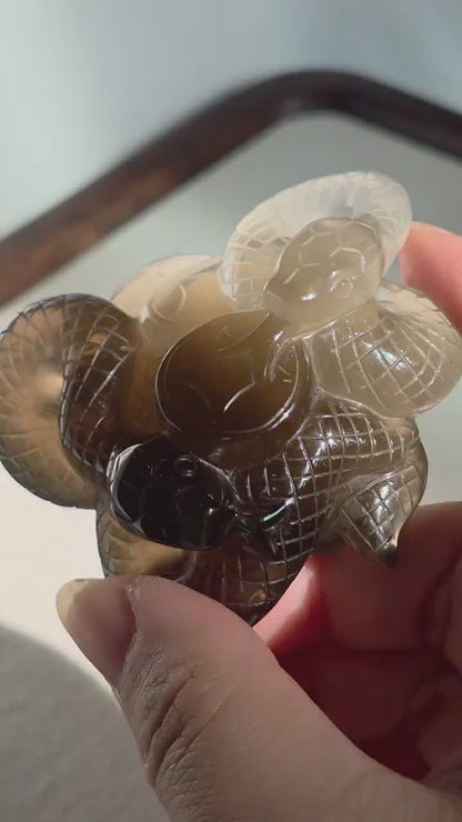 Smoky Quartz Double Snake Carving